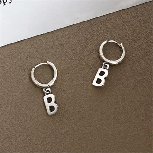 925 Sterling Silver Piercing Letter Stud Earring For Women Girls Wedding Jewelry Oorbellen eh722
