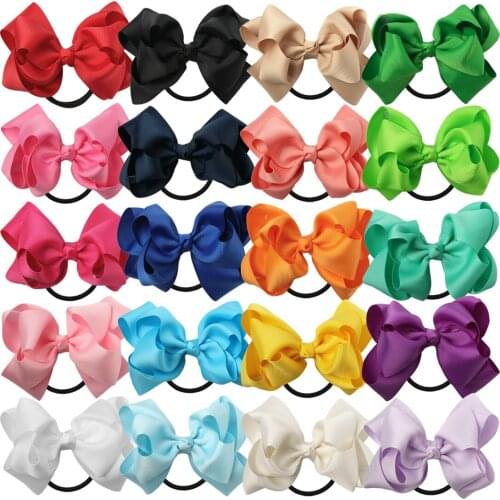 20pcs/lot Wholesale 4" Double Layered Hair Bows With Black Elastic Bands Children Hair Bows With Headbands