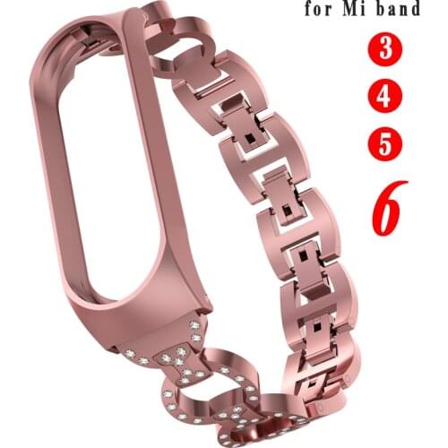 Strap For Xiaomi Mi Band 3 4 5 6 Wrist Metal Stainless Steel women girls fashion Bracelet for Mi Band 6 4 3 5 Strap Wristbands