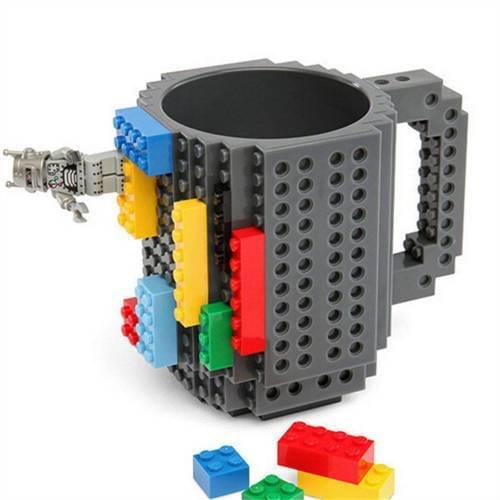 Do - It-Yourself Lego style cups 400ml-Grey