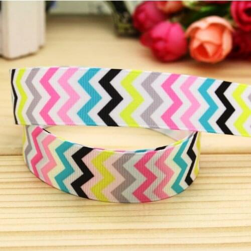 DHK 7/8'' 5yards chevron printed grosgrain ribbon headwear hair bow diy party decoration OEM Wholesale 22mm E1002