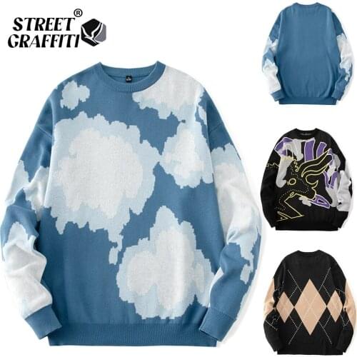 S.T.G Branded Men’s Cotton Harajuku Sweater Oversized Winter Clothing Fashion Knitted Women Pullover Sweater 2021 Jumpers Male