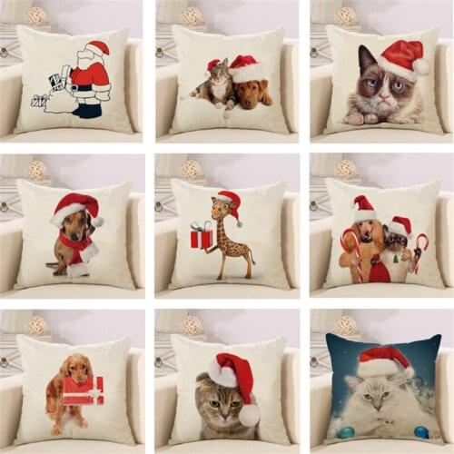 Hap-deer happy new year gift christmas tree Pillows stug Snow Cushions 45X45cm dog cat Decor Sleigh Ride Seat