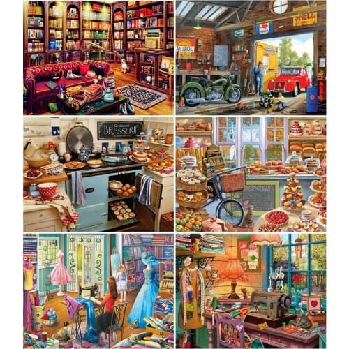 AZQSD Painting By Number House Handpainted Unique Gift Diy Frame Paint By Numbers Landscape Kits Modern Wall Art Gifts