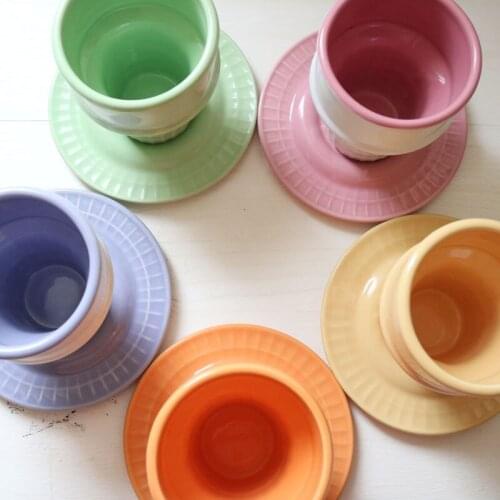 Ceramic Colorful Ice Cream Cylinder Cute Hand Hold Cup&Saucer