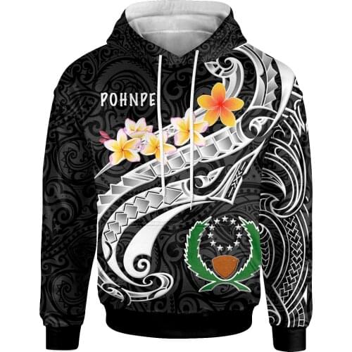 Newest Island Country Flag Pohnpei Polynesian Culture Retro Tattoo Tracksuit Men/Women 3DPrint Harajuku Jacket Zipper Hoodies B8