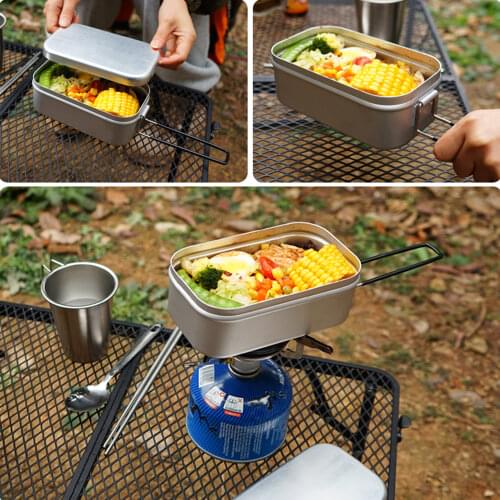 Onuobao Adult Square Outdoor Outing Camping Cooking Artifact Aluminum Bento Box Travel Portable Japanese Lunch Box