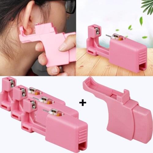 1/3Pcs Disposable Pink Ear Piercing Gun Machine Tool Kit Safety Medical Stainless Steel Sterile Ear Tongue Nose Body Piercer