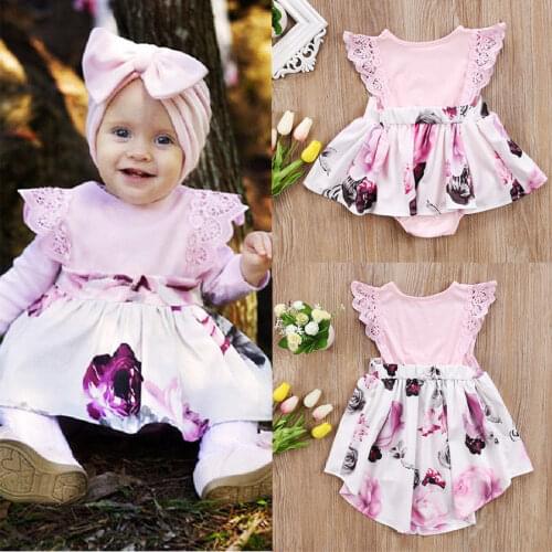 Girls Sisters Matching Floral Dress Toddler Kids Girl Newborn Baby Sister Flower Flying Sleeve Dresses Sundress 0-6T Clothes