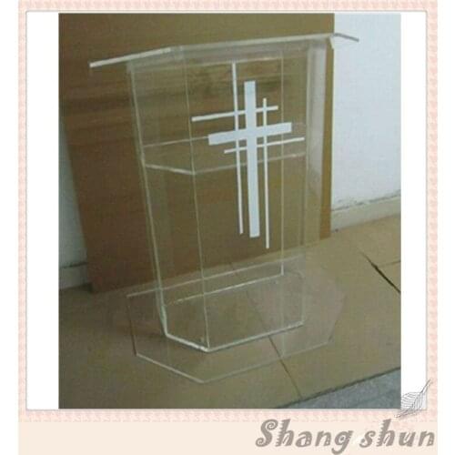 Plexiglass Cheap Pulpit, Acrylic Lectern/Podium Rostrum/Pulpit Acrylic Dais Clear Acrylic Church Podium Stand