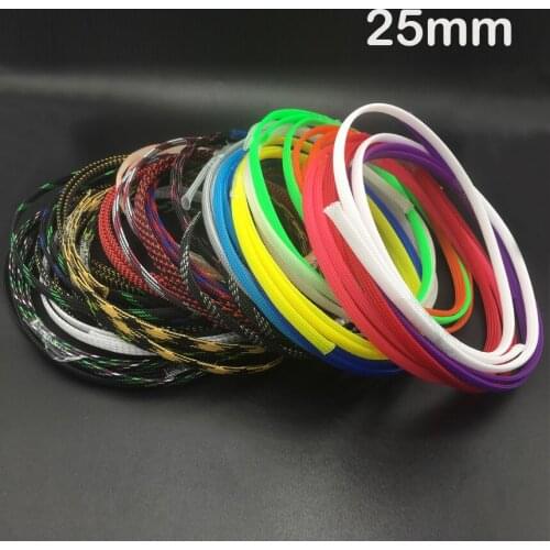 1M 25mm Black Blue Purple High Density Mesh Guard RC Car Expandable Nylon Snakeskin Braid PET Protect Sheath Wire Cable Sleeve