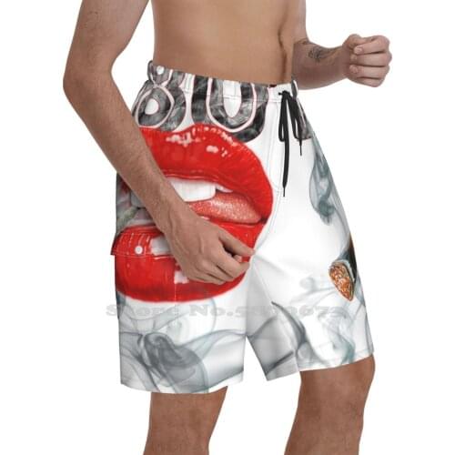 1980S Lips Summer Pants Casual Shorts Male Streetwear Lips Smoking Smoking Hot Red Female Lipstick Sexy Sexy Lips 1980S 1980