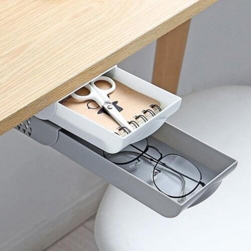 Stackable Drawer Storage Box Self Stick Pencil Tray Desk Table Pen Holder Organizer Box Home Office Desk Stand Self-adhesive