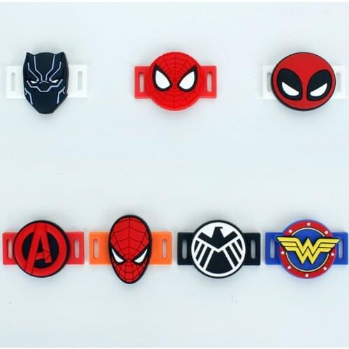 50pcs/lot Marvel Cartoon Shoelaces Buckle Shoelace Winder Silicone Buckle Shoelaces Accessories DIY Sneaker Kits Shoe Decoration