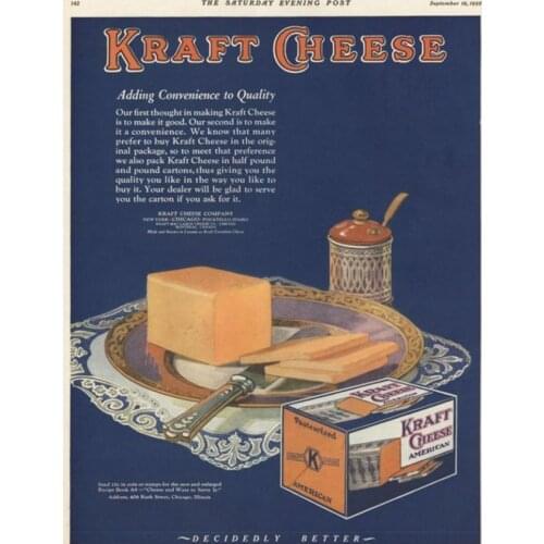 KRAFT CHEESE 1925 VINTAGE METAL TIN SIGN POSTER WALL PLAQUE