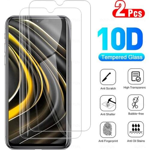 2pcs xiomi poco m3 glass tempered glasses for xiaomi poco m3 m 3 pocom3 glas hd anti-scratch super thin screen protectors film