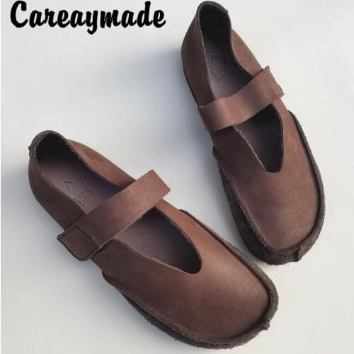 Careaymade-Big size shoes,Genuine Leather shoes,flat soft cattle tendon bottom,casual shoes,breathable original handmade shoes