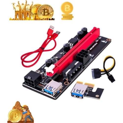 VER009 USB 3.0 PCI-E Riser VER 009S Express 1X 4x 8x 16x Extender Riser Adapter Card SATA 15pin to 6 pin Power Cable For Mining