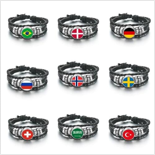 Foreign trade fashion national flag Leather Bracelet hand woven multilayer Bracelet Fashion Accessories