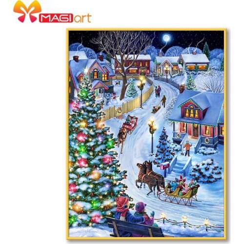 Cross stitch kits Embroidery needlework sets 11CT water soluble canvas patterns 14CT Full Merry Christmas Town NCMC129