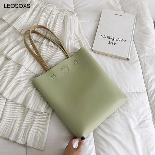 2021 Womens Bag New Vertical Korean Fashion Solid Color Casual Shoulder Bag Large Capacity Portable Tote Bag