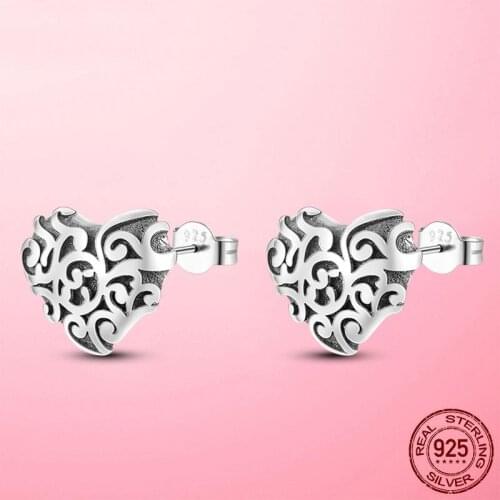 925 Sterling Silver Heart Shape Earrings for Women Fashion Fine Jewelry 2021 Tree Stud Earrings for Engagement Girlfriend Gift