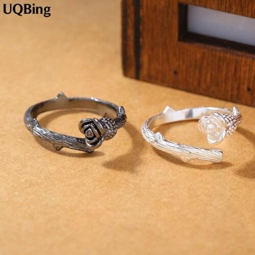 New Arrivals Pure 925 Sterling Silver Rose Flower Rings for Women Adjustable Size Ring Fashion Sterling Silver Jewelry