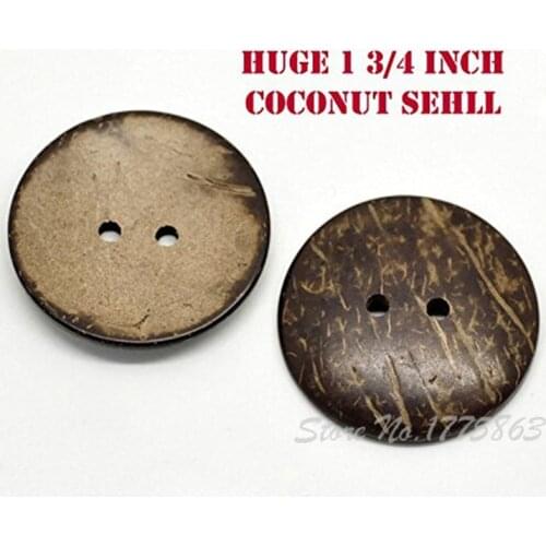 10 Pcs 44mm 2 Holes Awesome Large Coconut Shell Buttons , for Sewing, Scrapbooking Crafts , 7NK80
