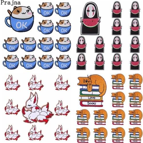 Prajna 10PCS Wholesale Cartoon Animal Patches For Clothing Anime Patch Applique Spirited Away Embroidered Patches On Clothes DIY