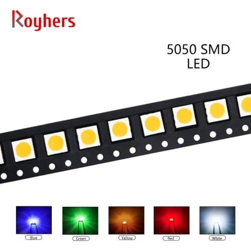 100pcs 5050 SMD LED White Red Yellow Blue Green Orange Purple RGB High Light Emitting Diode Kit PCB DIY