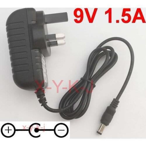 100PCS High quality AC/DC 9V 1.5A Switching Power Supply adapter Reverse Polarity Negative Inside 9V 1500mA 5.5mm x 2.1mm-2.5mm