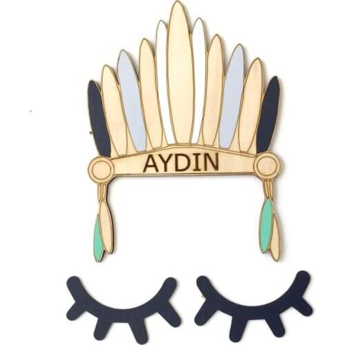 2pcs Cute Wooden 3D Eyelash Wall Sticker Children Kids Room Baby Bedroom Decor Nordic Style Wall Stickers DIY Home Decoration