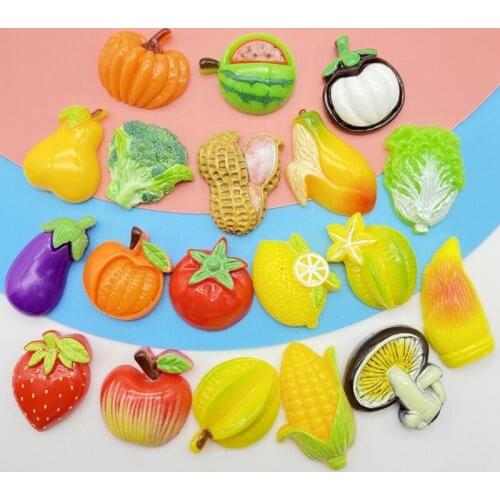 20Pcs Kawaii Cute Mixed Mini Fruit Series FlatBack Resin Cabochons Scrapbooking DIY Jewelry Craft Decoration Accessories G59