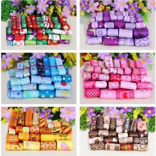 20Yard/lot 10-25mm Mix Color Printed Patterns Stain Ribbon DIY Bow Craft Wedding Decoration Gift Wrap Christmas Ribbon