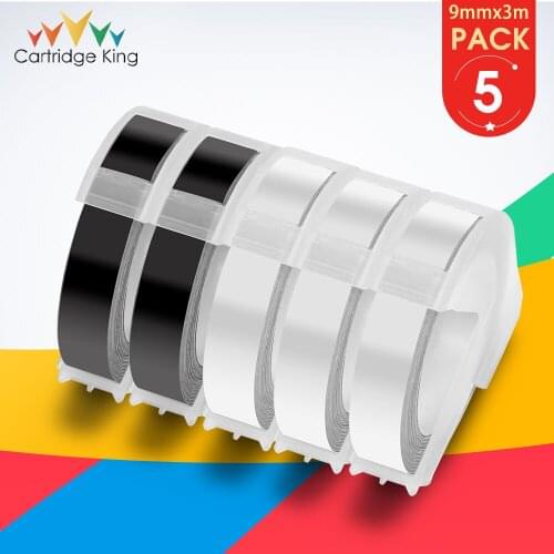 5PCS Black Clear Label Tape for 3D Dymo Printer Ribbon DIY Embossing for Motex E-101 E202 Black Red PVC Ribbons Label Maker