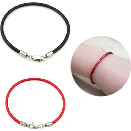 Fashion 5PCs Leather Red Hand Rope Black Red Lucky Brecelet Girls Women Men Couple Jewelry