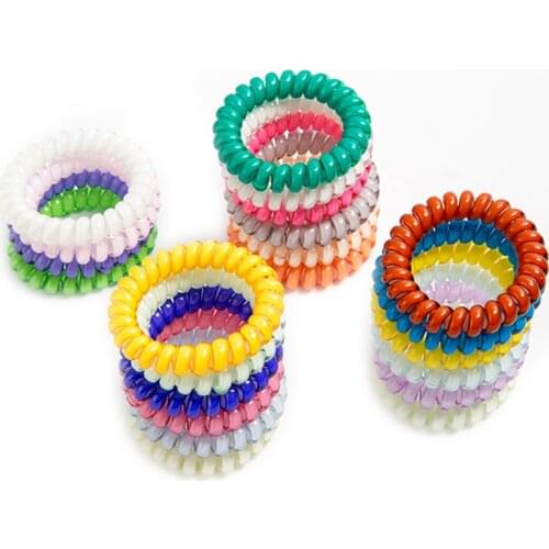 50pcs Mixed 25colors 5CM Telephone Wire Gum Coil Elastic Band Wholesale Candy Hair Tie Scrunchies Girls Ponytail Holder