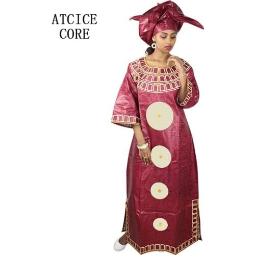 African dresses for woman bazin riche embroidery design long dress LA112