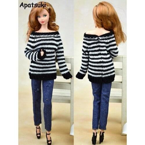 High Quality Handmade Doll Accessories Knitted Sweater Tops Coat Dress Clothes For Barbie Dollhouse Gifts For Girls Kids Toy