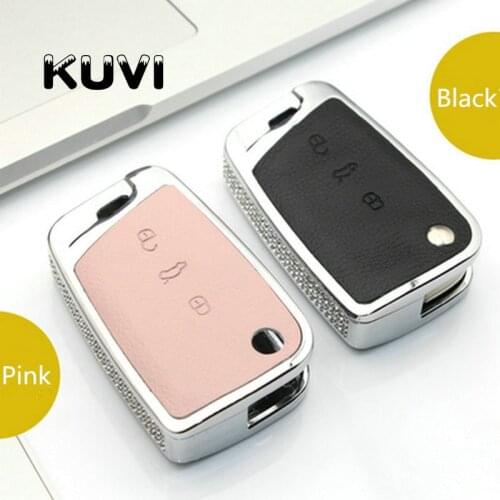 Diamond Car Key Remote Case Cover Holder Fit for Volkswagen VW Golf 7 mk7 Seat Ibiza Leon FR 2 Altea Aztec For Skoda Octavia