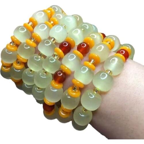 Fashion Opal Beaded Bracelet Afghanistan Jade Cats Eye Bead Bracelet Lucky Jewelry