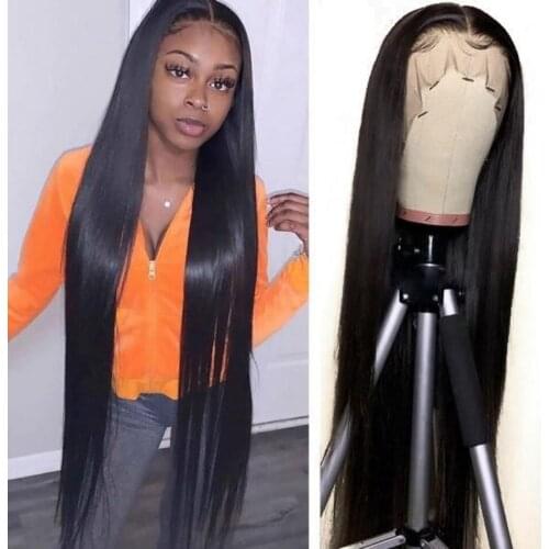 Brazilian Straight Hair 28 30 40 Inch 13x4 Lace Front Human Hair Wigs for Women Pre Plucked Glueless Frontal Natural Remy Wig
