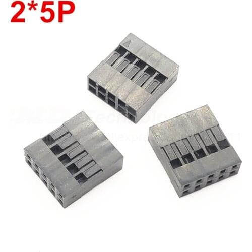 For dupont connector 10pin Dual row 2x5 pin 2.54mm for dupont plastic shell through hole 100pcs/lot free shipping