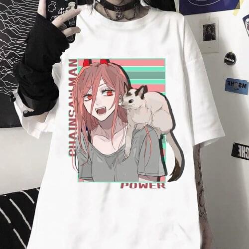 Chainsaw Man T-shirt Harajuku Kawaii Cool Power Casual Fashion Men Women Unisex Casual Oversize O-neck T-shirt