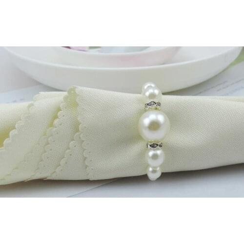 Quality White Pearls Napkin Rings Hotel Wedding party Accessories Table Decorations supplies free shipping