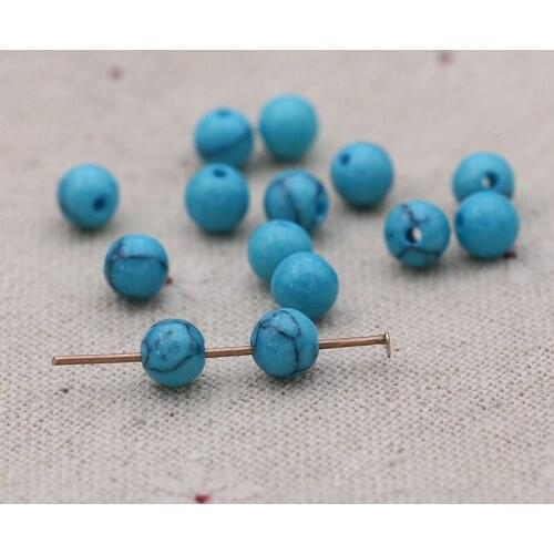 40pcs 6mm Blue Stone Round Loose Beads for Jewelry Making Bracelet Accessories Necklace DIY Handmade Jewelry Craft