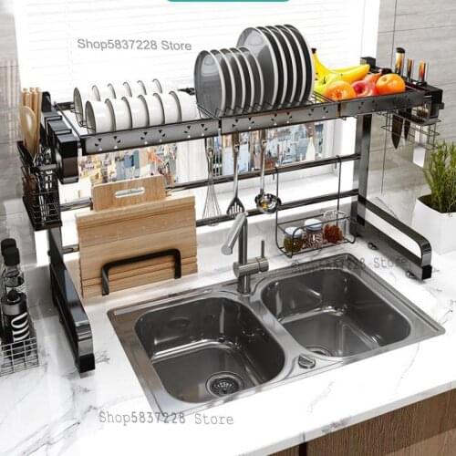 Kitchen Shelves Drying Dish Rack New Draining Rack Sink Basin Cutters Dishware Chopsticks Storage Shelf