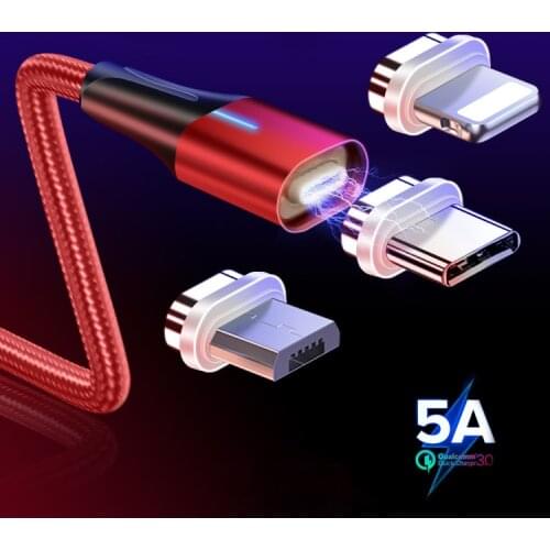5A Supercharge Magnetic Cable Micro USB Type C Charging Wire For Huawei P30 P20 Mate 20 Pro Fast Charging Line For iPhone XS MAX