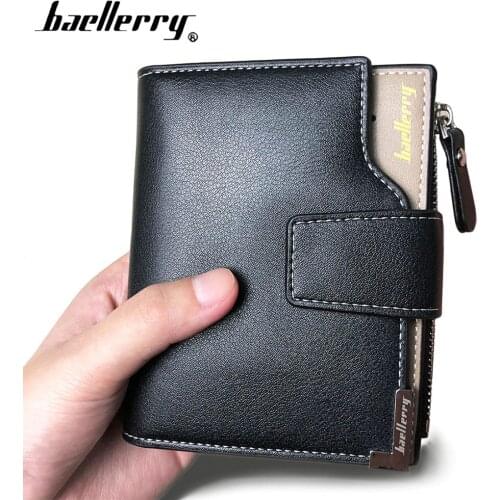 2019 Baellerry Business Men Wallets PU Leather Short Zipper Card Photo Holder Style Casual Male Wallets Luxury Men Purses