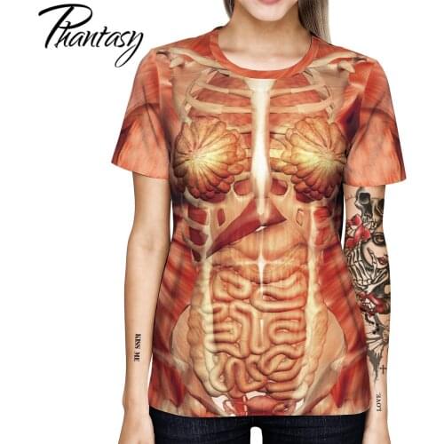 Phantasy Human Body 3D Printing T-Shirts Summer Short Sleeve O-Neck Casual Tops Couples Loose Plus Size Fashion Tees Unisex